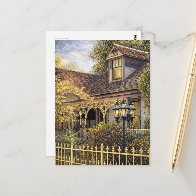 Fantasy-Victorian-Lebkuchenhaus I Postkarte (Vorderseite/Rückseite Beispiel)