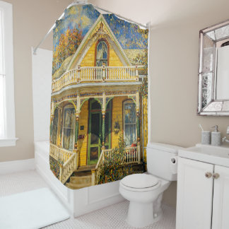 Fantasy Victorian Yellow House Shower Curtain Duschvorhang