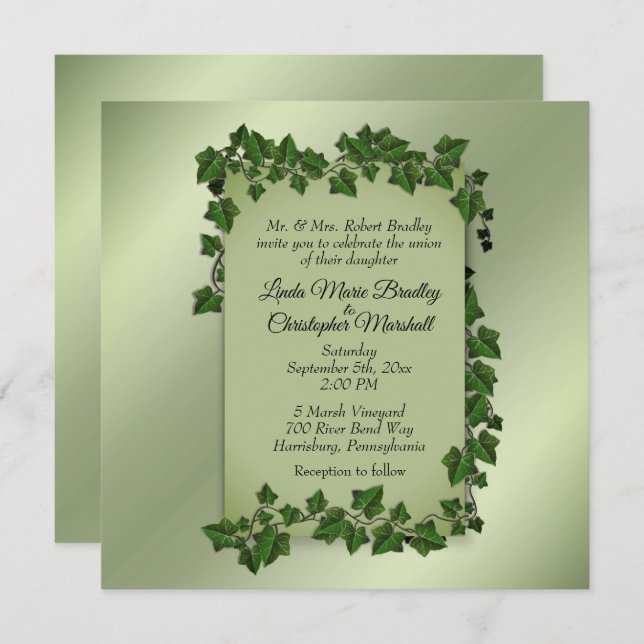 Fantasy Vines Wedding Invitation 5,5" x 5,5" Einladung (Vorne/Hinten)