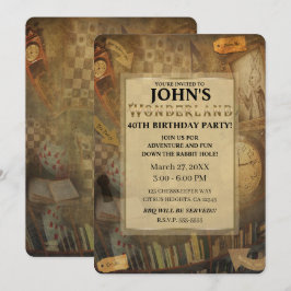 Fantasy Vintage Alice im Wunderland Geburtstagspar Einladung