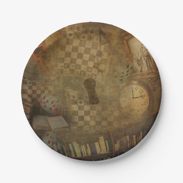 Fantasy Vintage Alice im Wunderland Geburtstagspar Pappteller (Vorderseite)