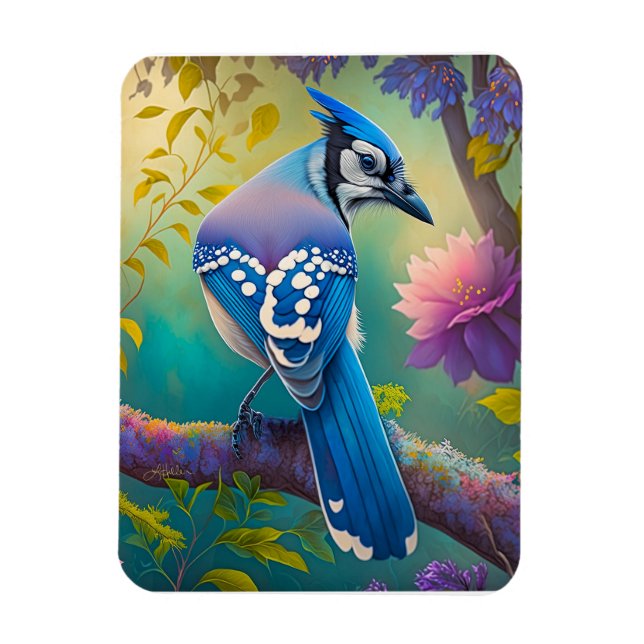 Fantasy-Vögel Blauhäher Magnet (Vertikal)