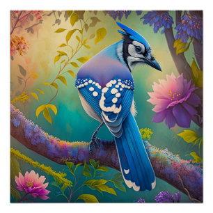 Fantasy-Vögel Blauhäher Poster