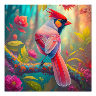 Fantasy-Vögel männlicher Kardinal Fotodruck