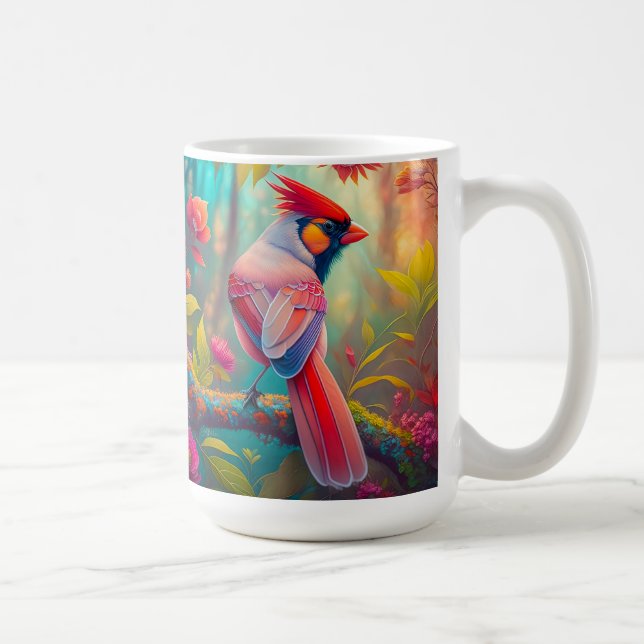 Fantasy-Vögel männlicher Kardinal Kaffeetasse (Rechts)
