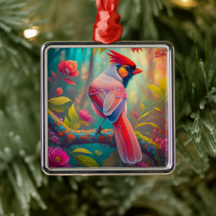 Fantasy-Vögel männlicher Kardinal Ornament Aus Metall