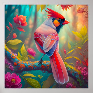 Fantasy-Vögel männlicher Kardinal Poster