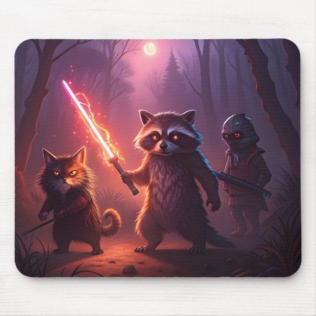 Fantasy-Wald-Tier-Abenteuer-Kunst Mousepad (Vorne)