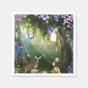 Fantasy-Wald-Waldtiere verzauberte Party Serviette