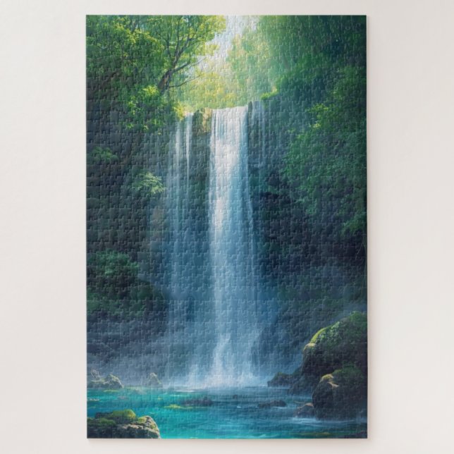 Fantasy-Wald-Wasserfall-Puzzle Puzzle (Vertikal)
