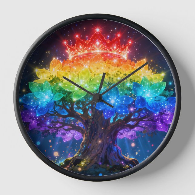 Fantasy-Wanduhr Regenbogenbaum Uhr (Vorderseite)