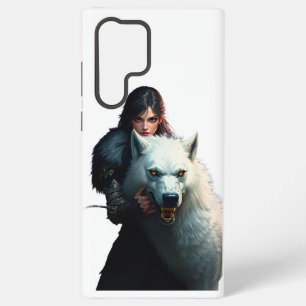 Fantasy Warrior und Red-Mit Augen Direwolf Embrace Samsung Galaxy Hülle