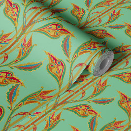 Fantasy-Weine aus Gold, Rot, Grün, Blätter auf Jad Tapete