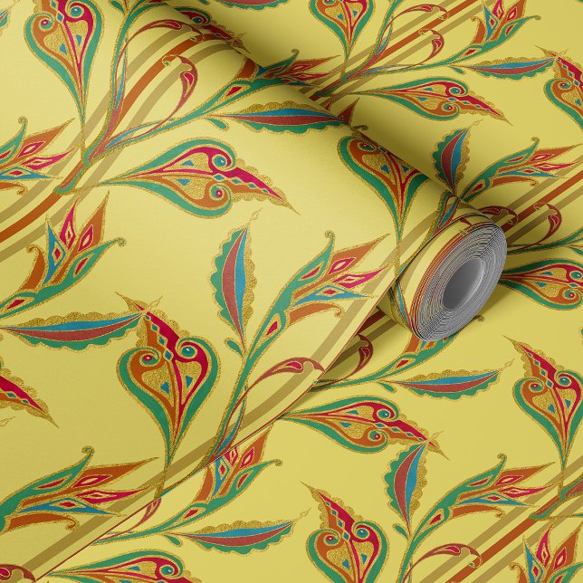 Fantasy-Weine aus Gold, Rot und Grün-Blätter Tapete (Von Creator hochgeladen)