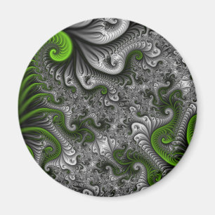 Fantasy-Welt Grün und Grau Abstrakte Fraktal-Kunst Magnet