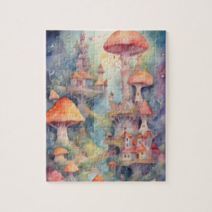 Fantasy-Welt Wasserfarbe Bunter Schloss Puzzle