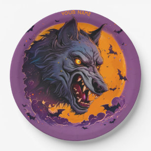 Fantasy Werewolf Moon Halloween Pappteller
