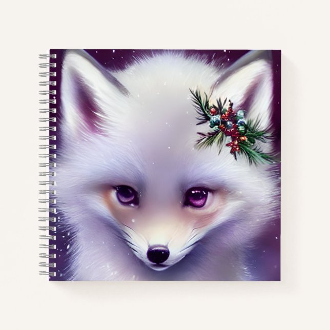 Fantasy White Baby Fox mit Lavendel Eyes Notizbuch (Vorderseite)