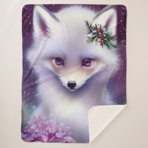 Fantasy White Baby Fox mit Lavendel Eyes Sherpadecke