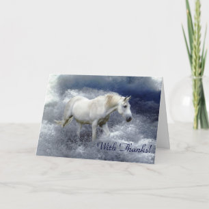 Fantasy White Horse & Ocean Surf Thank You Cards Dankeskarte