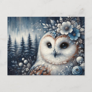 Fantasy White Owl Winter Wonderland Postkarte
