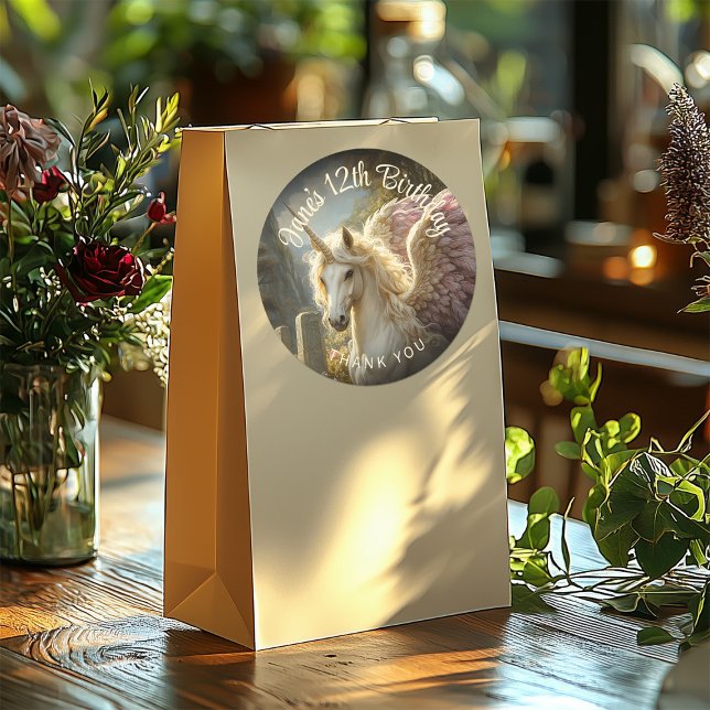 Fantasy White Pegasus Lila Wings Unicorone Stone Runder Aufkleber (Von Creator hochgeladen)