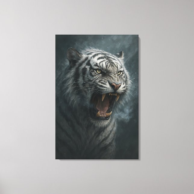 Fantasy White Tiger – Mystic Aura Series Leinwanddruck (Vorderseite)