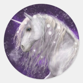 Fantasy White Unicorn Runder Aufkleber
