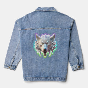 Fantasy White Wolf Head Jeansjacke