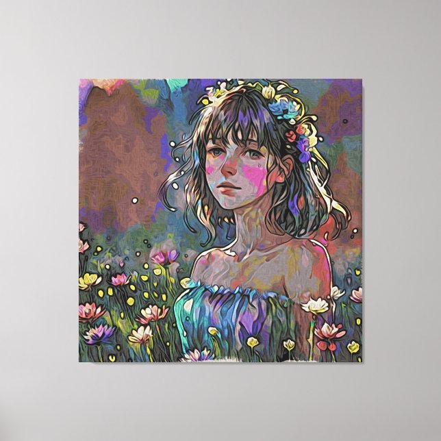 *~ Fantasy Wild Blume AP56 Art MalGirl Leinwanddruck (Vorderseite)