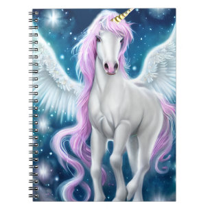 Fantasy Winged Unicorn mit rosa Haar Notizblock