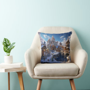 Fantasy Winter City Kissen