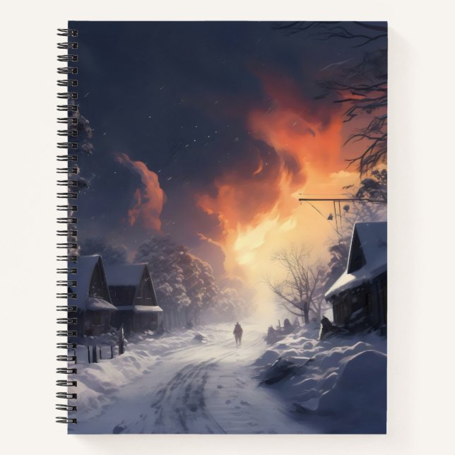 Fantasy Winter Landschaft Notizbuch (Vorderseite)
