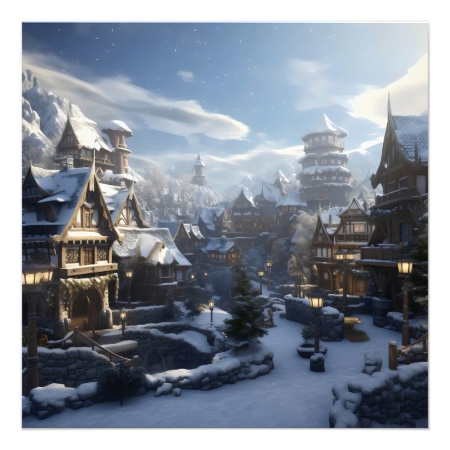 Fantasy Winter Town Fotodruck (Vorne)
