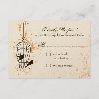 Fantasy Wirbel Birdcage Orange & Brown UAWG RSVP Karte