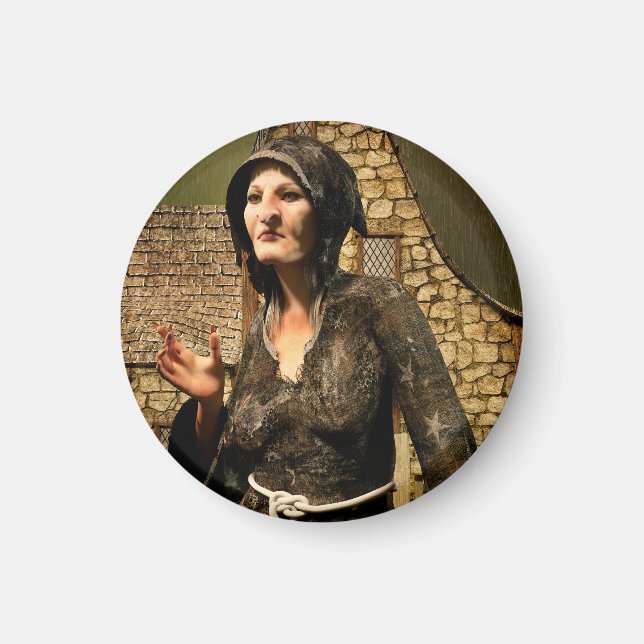 Fantasy Witz - Mittelalterliches Dorfnächtchen Hal Magnet (Vorne)