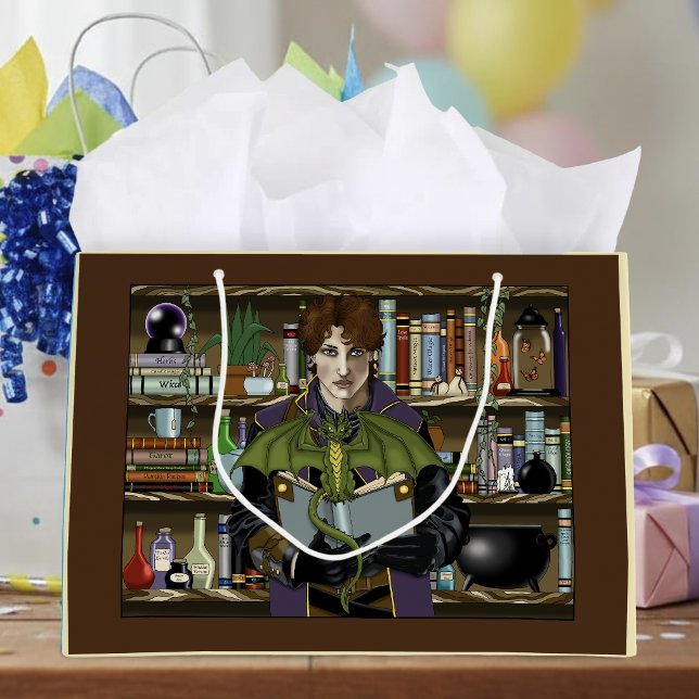 Fantasy Wizard Bücher Dragon Poster Große Geschenktüte (Von Creator hochgeladen)