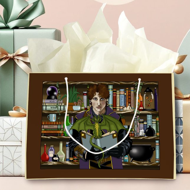 Fantasy Wizard Bücher Dragon Poster Große Geschenktüte (Von Creator hochgeladen)