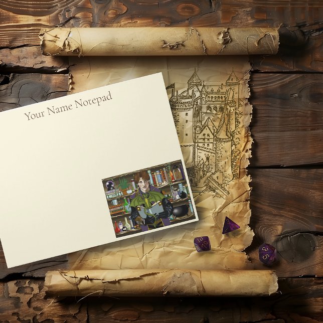 Fantasy Wizard Bücher Dragon Poster Notizblock (Von Creator hochgeladen)