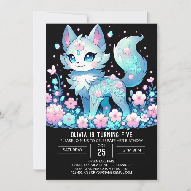 Fantasy Wolf Digital Geburtstag Einladung (Vorderseite)