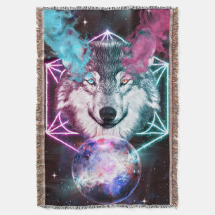 Fantasy Wolf Throw Blanket Decke
