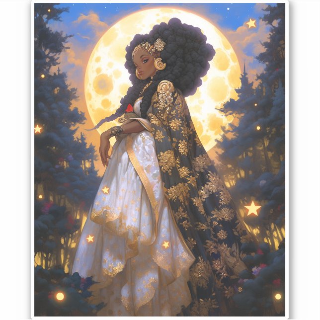 Fantasy Woman African American Art Aufkleber (Vorderseite)