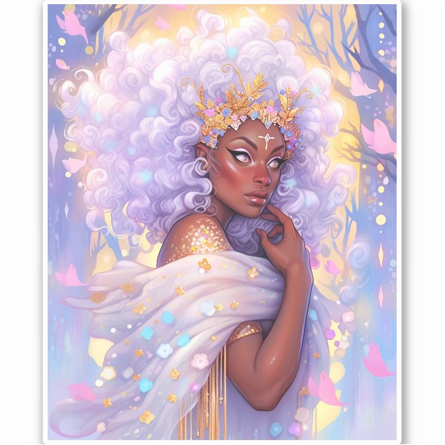 Fantasy Woman African American Art Aufkleber (Vorderseite)