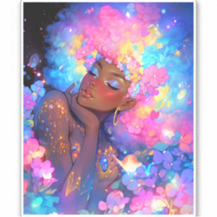 Fantasy Woman African American Art Aufkleber