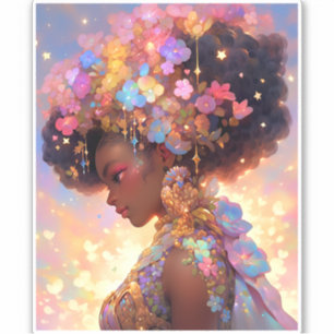 Fantasy Woman African American Art Aufkleber