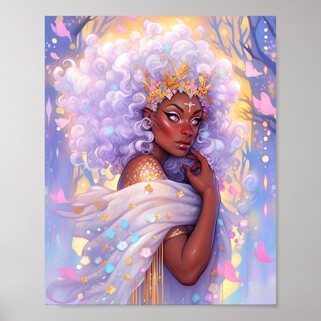Fantasy Woman African American Art Poster (Vorne)