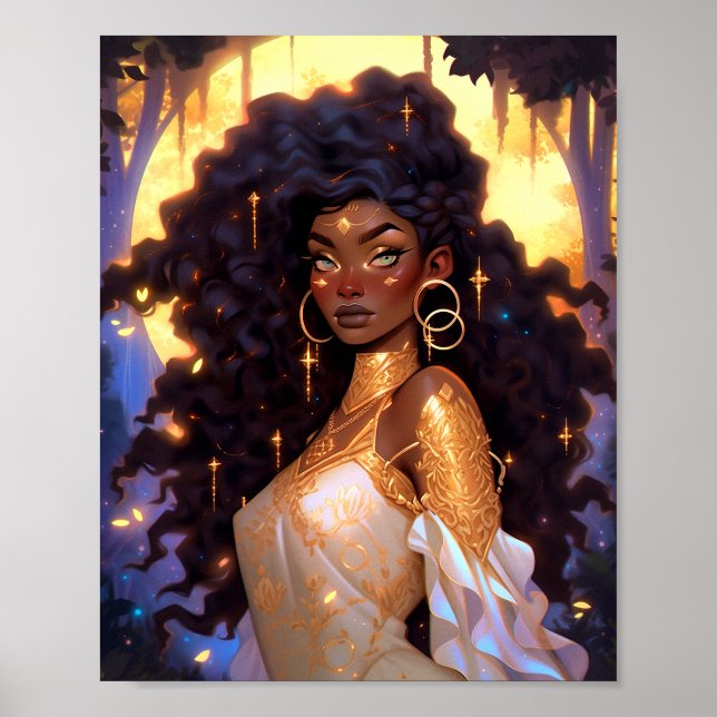 Fantasy Woman African American Art Poster (Vorne)