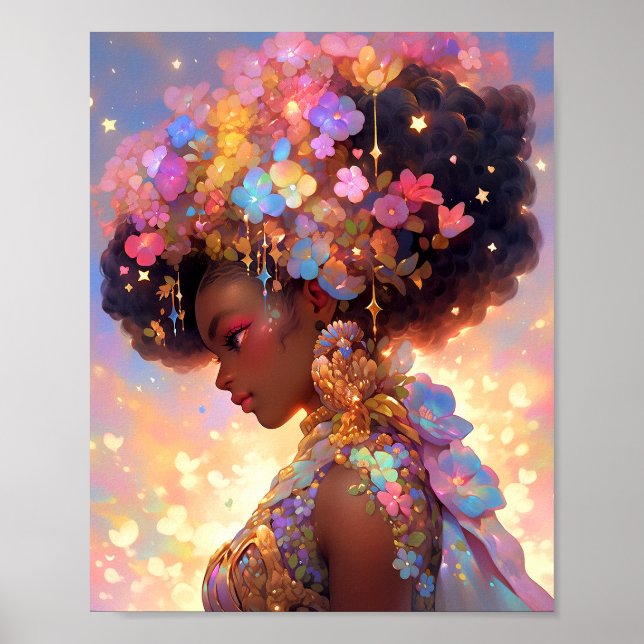 Fantasy Woman African American Art Poster (Vorne)