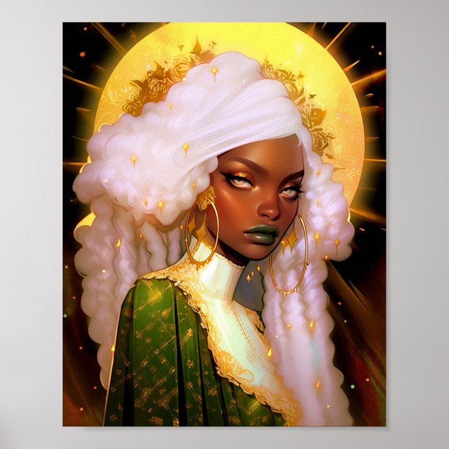 Fantasy Woman African American Art Poster (Vorne)