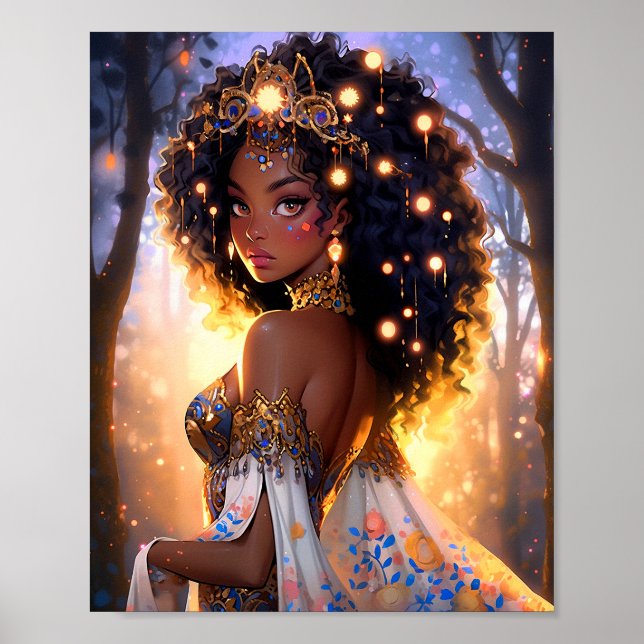 Fantasy Woman African American Art Poster (Vorne)